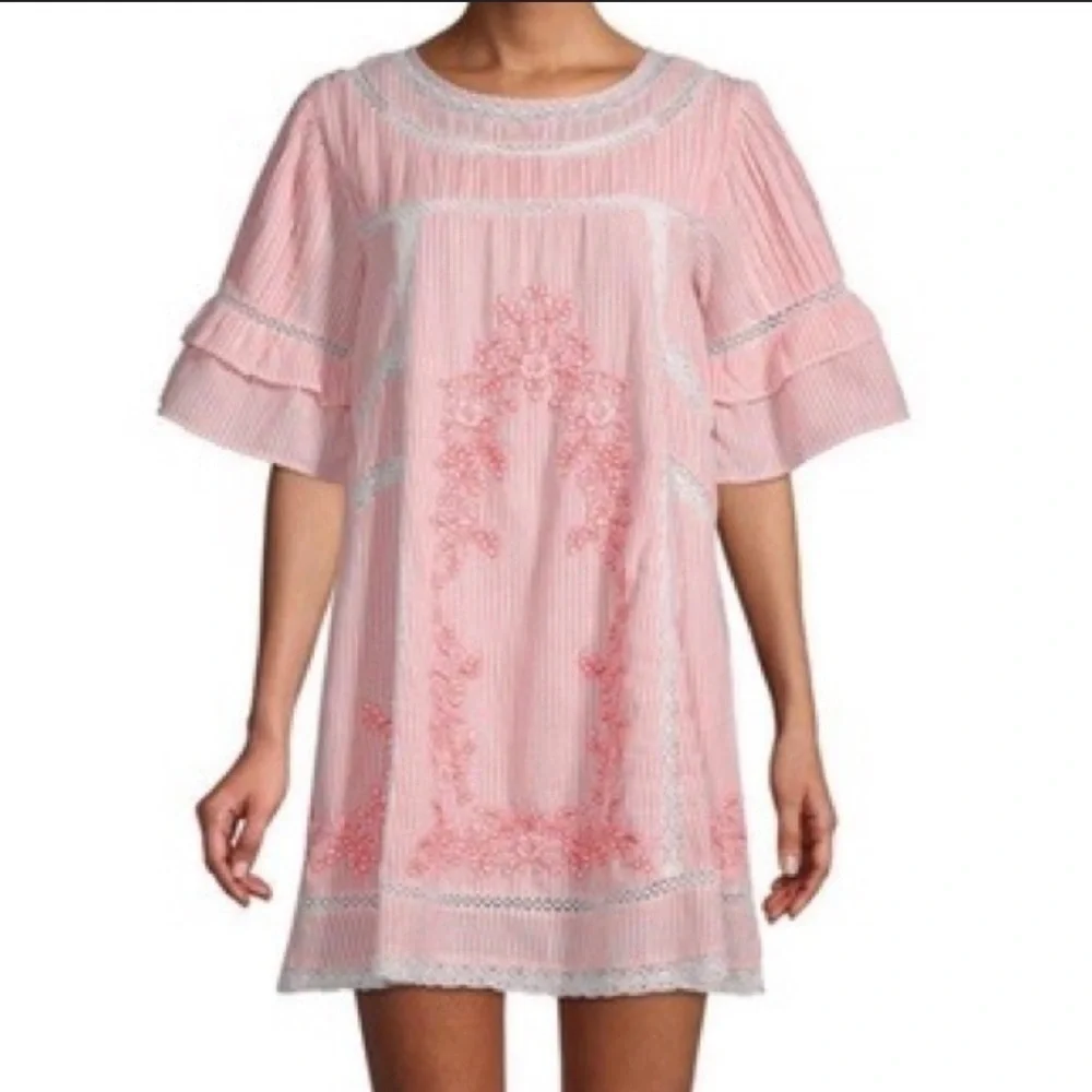 Free People Sunny Day Boho casual dress Gingham plaid cotton dress Sz S‎
